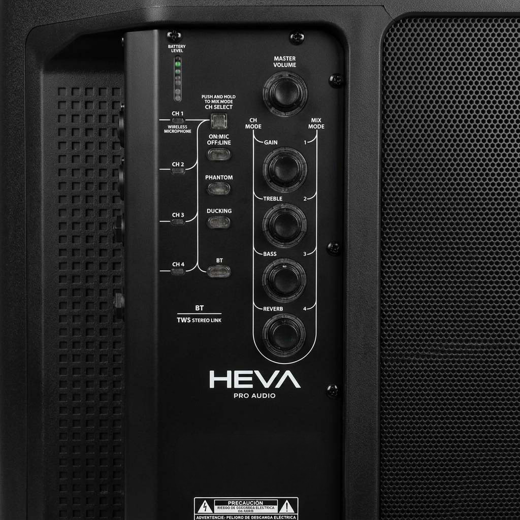 BAFLE ACTIVO HEVA PRO AUDIO 8" CON BATERIA PB200 - Imagen 4